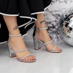 Sandale Dama cu Toc gros 2XKK86 Argintiu » meishop.life