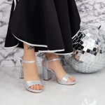 Sandale Dama cu Toc gros si Platforma 2XKK112 Argintiu » meishop.life