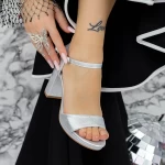Sandale Dama cu Toc gros si Platforma 2XKK112 Argintiu » meishop.life