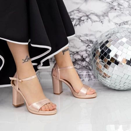 Sandale Dama cu Toc gros si Platforma 2XKK112 Champagne » meishop.life