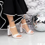 Sandale Dama cu Toc gros si Platforma 2XKK112 Alb » meishop.life