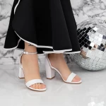 Sandale Dama cu Toc gros 2XKK58 Alb » meishop.life