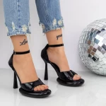 Sandale Dama cu Toc subtire si Platforma 2KV72 Negru » meishop.life
