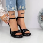 Sandale Dama cu Toc subtire si Platforma 2KV72 Negru » meishop.life