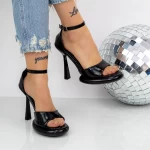 Sandale Dama cu Toc subtire si Platforma 2KV72 Negru » meishop.life