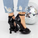 Sandale Dama cu Toc subtire si Platforma 2KV72 Negru » meishop.life