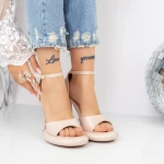 Sandale Dama cu Toc subtire si Platforma 2KV72 Bej » meishop.life