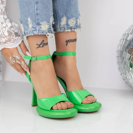 Sandale Dama cu Toc subtire si Platforma 2KV72 Verde » meishop.life