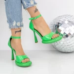 Sandale Dama cu Toc subtire si Platforma 2KV72 Verde » meishop.life