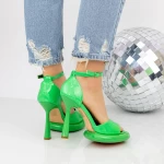 Sandale Dama cu Toc subtire si Platforma 2KV72 Verde » meishop.life