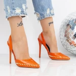 Pantofi cu Toc subtire 2KV79 Portocaliu » meishop.life