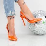 Pantofi cu Toc subtire 2KV79 Portocaliu » meishop.life