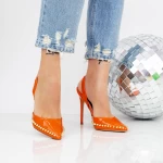 Pantofi cu Toc subtire 2KV79 Portocaliu » meishop.life
