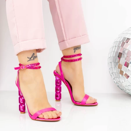 Sandale Dama cu Toc gros 2BD30 Fucsia » meishop.life