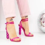 Sandale Dama cu Toc gros 2BD30 Fucsia » meishop.life