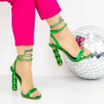 Sandale Dama cu Toc gros 2BD30 Verde » meishop.life