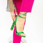 Sandale Dama cu Toc gros 2BD30 Verde » meishop.life