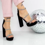 Sandale Dama cu Toc gros si Platforma 2XKK77 Negru » meishop.life