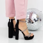 Sandale Dama cu Toc gros si Platforma 2XKK77 Negru » meishop.life