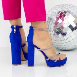 Sandale Dama cu Toc gros si Platforma 2XKK77 Albastru » meishop.life
