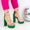 Sandale Dama cu Toc gros si Platforma 2XKK77 Verde Mei