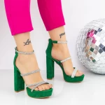 Sandale Dama cu Toc gros si Platforma 2XKK77 Verde » meishop.life