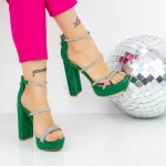 Sandale Dama cu Toc gros si Platforma 2XKK77 Verde » meishop.life