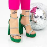Sandale Dama cu Toc gros si Platforma 2XKK77 Verde » meishop.life