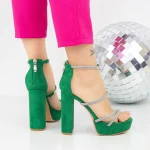 Sandale Dama cu Toc gros si Platforma 2XKK77 Verde » meishop.life