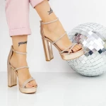 Sandale Dama cu Toc gros si Platforma 2XKK77 Champagne » meishop.life