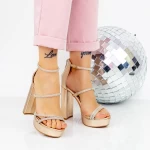 Sandale Dama cu Toc gros si Platforma 2XKK77 Champagne » meishop.life