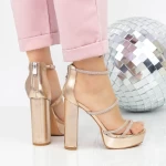 Sandale Dama cu Toc gros si Platforma 2XKK77 Champagne » meishop.life