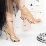 Sandale Dama cu Toc subtire QL-1 Champagne » meishop.life