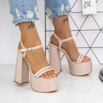 Sandale Dama cu Toc gros si Platforma 2XKK75 Bej » meishop.life