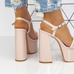Sandale Dama cu Toc gros si Platforma 2XKK75 Bej » meishop.life