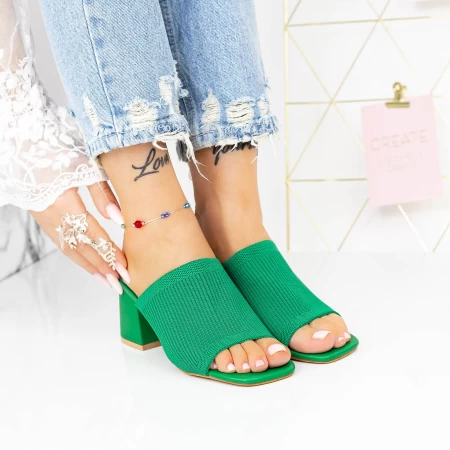 Papuci Dama cu Toc gros M325-1 Verde » meishop.life