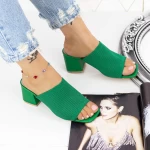 Papuci Dama cu Toc gros M325-1 Verde » meishop.life
