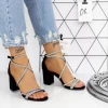 Sandale Dama cu Toc gros 2XKK55 Negru Mei