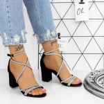 Sandale Dama cu Toc gros 2XKK55 Negru » meishop.life