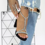 Sandale Dama cu Toc gros 2XKK53 Negru » meishop.life