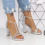 Sandale Dama cu Toc gros 2XKK53 Argintiu » meishop.life