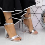 Sandale Dama cu Toc gros 2XKK91 Argintiu » meishop.life