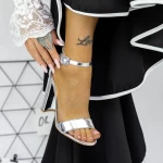 Sandale Dama cu Toc gros 2XKK91 Argintiu » meishop.life