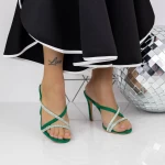 Papuci Dama cu Toc subtire 2XKK69 Verde » meishop.life