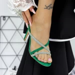 Papuci Dama cu Toc subtire 2XKK69 Verde » meishop.life