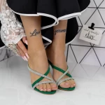 Papuci Dama cu Toc subtire 2XKK69 Verde » meishop.life