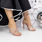 Papuci Dama cu Toc subtire 2XKK69 Roz » meishop.life