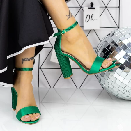 Sandale Dama cu Toc gros 2XKK88 Verde » meishop.life