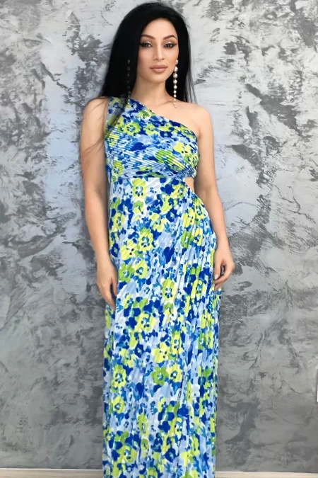 Rochie Dama 51760 Albastru-Verde » meishop.life