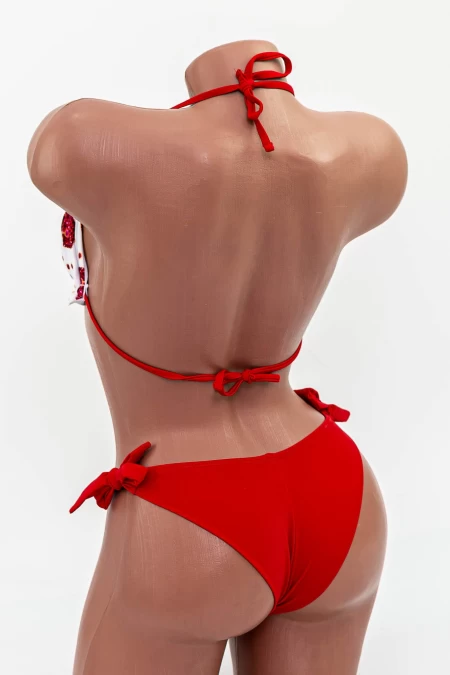 Costum de Baie Dama 2 Piese F62 Alb-Rosu » meishop.life